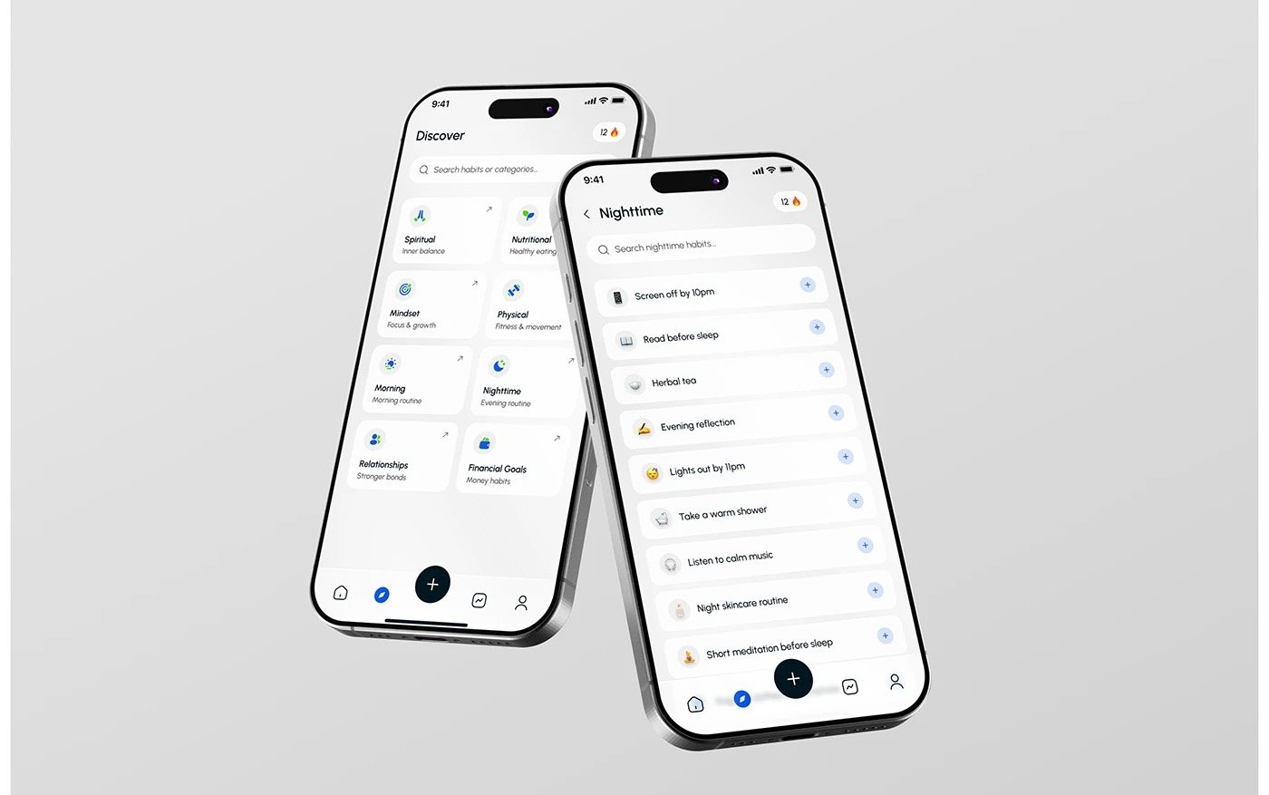 Momentum app design: Discover categories