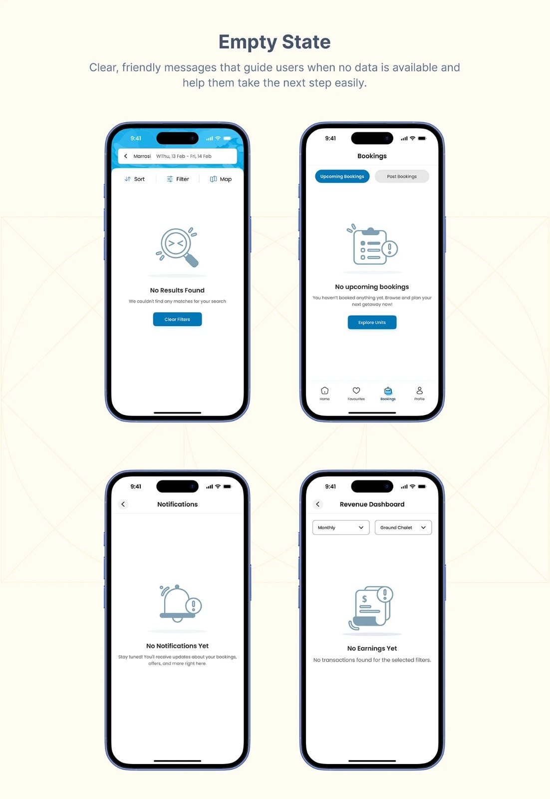 Sahil app design: Empty states